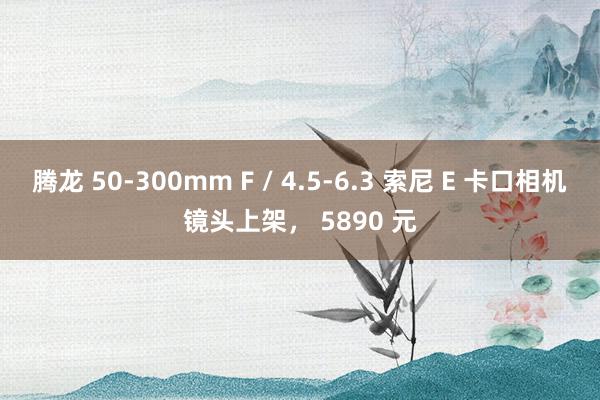 腾龙 50-300mm F / 4.5-6.3 索尼 E 卡口相机镜头上架， 5890 元