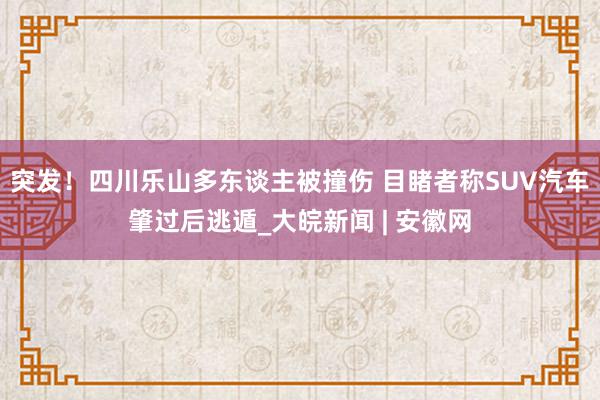 突发！四川乐山多东谈主被撞伤 目睹者称SUV汽车肇过后逃遁_大皖新闻 | 安徽网