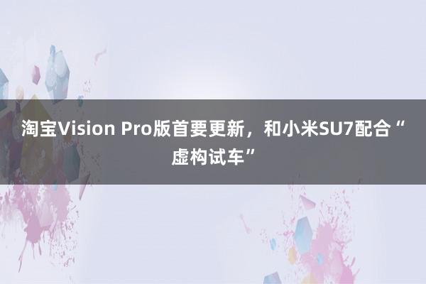 淘宝Vision Pro版首要更新，和小米SU7配合“虚构试车”