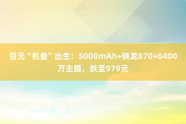 百元“机皇”出生：5000mAh+骁龙870+6400万主摄，跌至979元