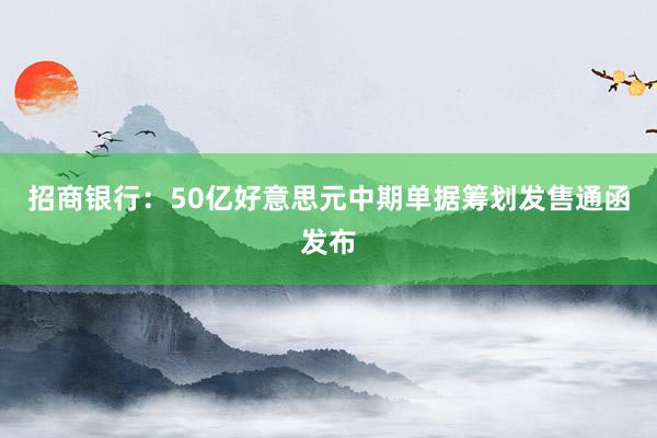 招商银行：50亿好意思元中期单据筹划发售通函发布