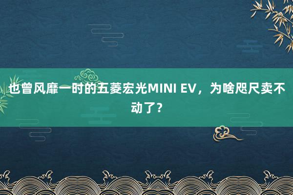 也曾风靡一时的五菱宏光MINI EV，为啥咫尺卖不动了？