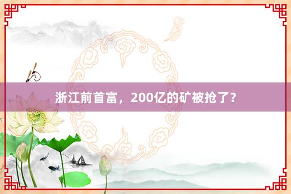 浙江前首富，200亿的矿被抢了？