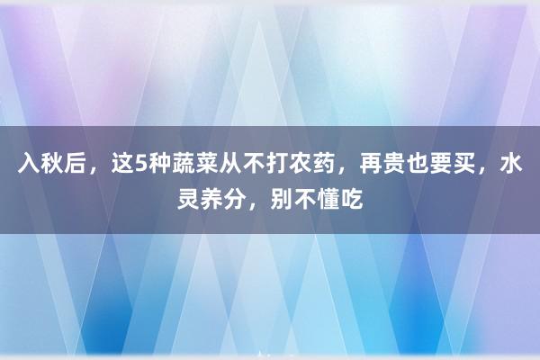 入秋后，这5种蔬菜从不打农药，再贵也要买，水灵养分，别不懂吃