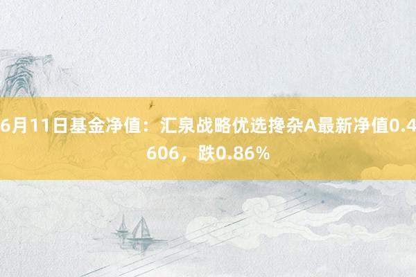 6月11日基金净值：汇泉战略优选搀杂A最新净值0.4606，跌0.86%