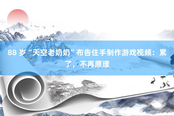 88 岁“天空老奶奶”布告住手制作游戏视频：累了，不再原理