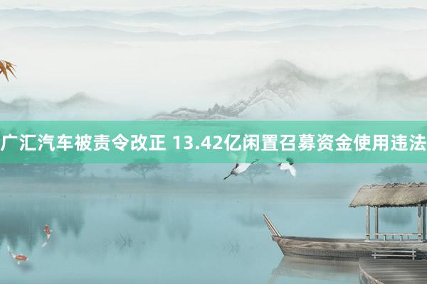 广汇汽车被责令改正 13.42亿闲置召募资金使用违法