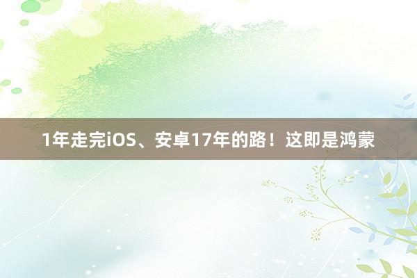 1年走完iOS、安卓17年的路！这即是鸿蒙