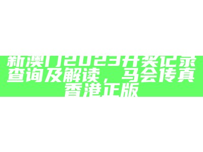 新澳门2023开奖记录查询及解读， 马会传真香港正版