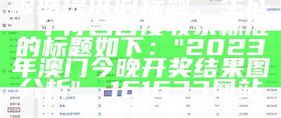 根据提供的标题，生成一个符合百度收录标准的标题如下：

"2023年澳门今晚开奖结果图分析"， 161633网站请打开