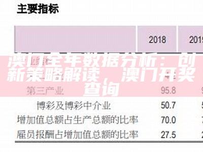 澳门全年数据分析：创新策略解读， 澳门开奖查询